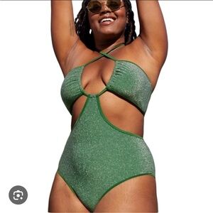 Aerie Shine Bandeau One Piece Bathing Suit